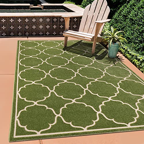 SANAT Outdoor Teppich Wetterfest - Teppich für den Innen- und Außenbereich - Balkon Teppich Wasserabweisend - Teppiche für Terrasse, Garten, Küche, Bad oder Wohnzimmer - Grün, 60 x 110 cm von SANAT