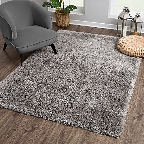 SANAT Porto Shaggy Wohnzimmer Teppich - Hochflor Zottel-Teppiche für Wohnzimmer, Schlafzimmer, Küche, Flure, Kinderzimmer - Leicht Zu Reinigen, Superweich, Modern Teppich Dunkelgrau 80 x 150 cm von SANAT