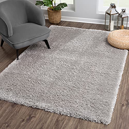 SANAT Porto Shaggy Wohnzimmer Teppich - Hochflor Zottel-Teppiche für Wohnzimmer, Schlafzimmer, Küche, Flure, Kinderzimmer - Leicht Zu Reinigen, Superweich, Modern Teppich Grau 120 x 170 cm von SANAT