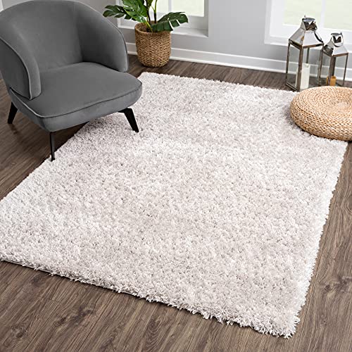 SANAT Porto Shaggy Wohnzimmer Teppich - Hochflor Zottel-Teppiche für Wohnzimmer, Schlafzimmer, Küche, Flure, Kinderzimmer - Leicht Zu Reinigen, Superweich, Modern Teppich Hellgrau 120 x 170 cm von SANAT