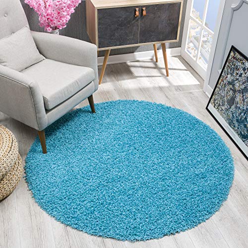 SANAT Teppich Rund - Aqua Hochflor, Langflor Modern Teppiche fürs Wohnzimmer, Schlafzimmer, Esszimmer oder Kinderzimmer, Größe: 120x120 cm von SANAT