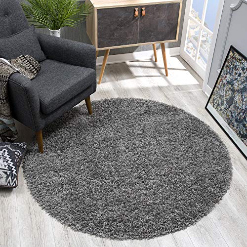 SANAT Teppich Rund - Grau Hochflor, Langflor Modern Teppiche fürs Wohnzimmer, Schlafzimmer, Esszimmer oder Kinderzimmer, Größe: 120x120 cm SANAT Teppich Rund - Grau Hochflor, Langflor Modern Teppiche fürs Wohnzimmer, Schlafzimmer, Esszimmer oder Kinderzimmer, Größe: 120x120 cm von SANAT