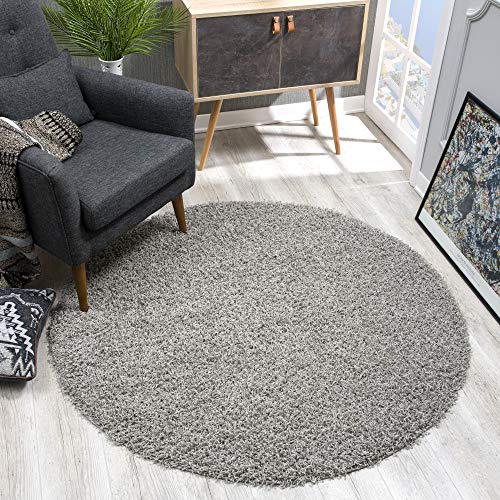 SANAT Teppich Rund - Hellgrau Hochflor, Langflor Modern Teppiche fürs Wohnzimmer, Schlafzimmer, Esszimmer oder Kinderzimmer, Größe: 150x150 cm SANAT Teppich Rund - Hellgrau Hochflor, Langflor Modern Teppiche fürs Wohnzimmer, Schlafzimmer, Esszimmer oder Kinderzimmer, Größe: 150x150 cm von SANAT