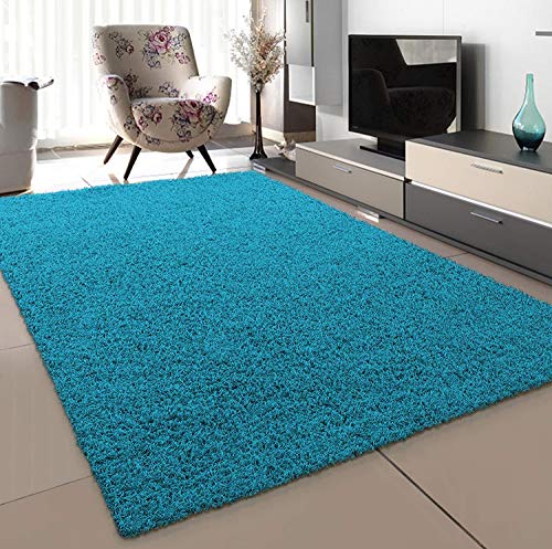 SANAT Teppich Wohnzimmer - Aqua Hochflor Langflor Teppiche Modern, Größe: 80x150 cm von SANAT