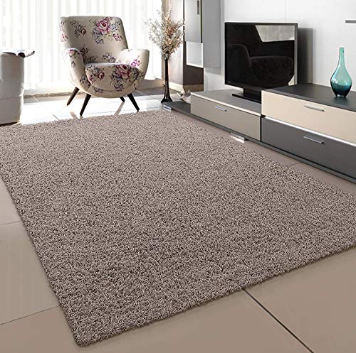 SANAT Teppich Wohnzimmer - Beige Hochflor Langflor Teppiche Modern, Größe: 60x110 cm von SANAT