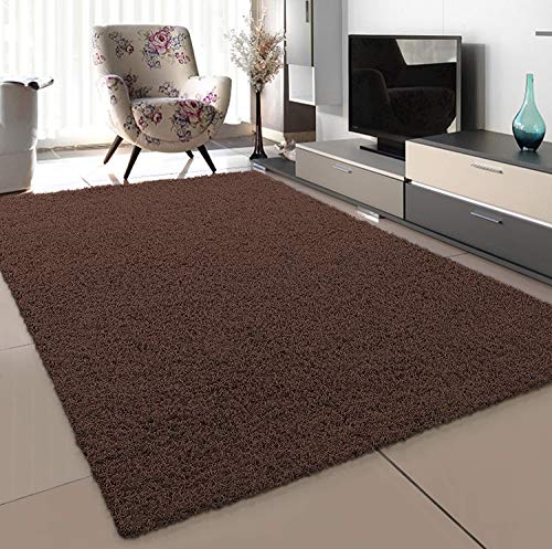 SANAT Teppich Wohnzimmer - Dunkelbraun Hochflor Langflor Teppiche Modern, Größe: 120x170 cm von SANAT