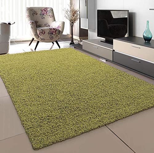 SANAT Teppich Wohnzimmer - Hellgrün Hochflor Langflor Teppiche Modern, Größe: 80x250 cm von SANAT