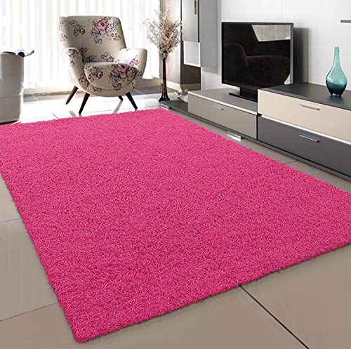 SANAT Teppich Wohnzimmer - Rosa Hochflor Langflor Teppiche Modern, Größe: 60x110 cm von SANAT