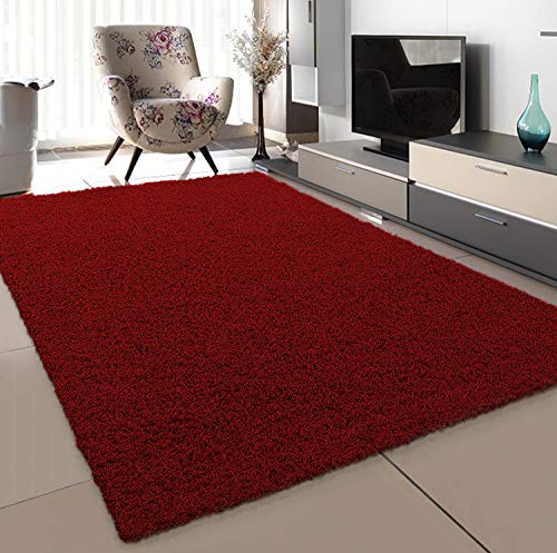 SANAT Teppich Wohnzimmer - Rot Hochflor Langflor Teppiche Modern, Größe: 200x290 cm von SANAT