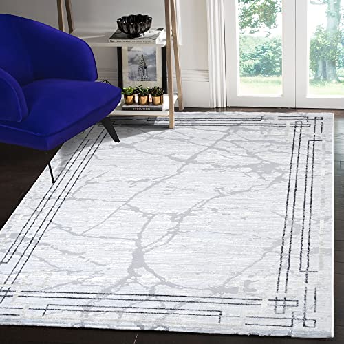 SANAT Teppiche für Wohnzimmer - Harmony - Kurzflor Teppich, Geeignet für Flur, Esszimmer, Schlafzimmer, Küche und Kinderzimmer Öko-Tex 100 Zertifizier - Liner-Hellgrau, 120X160 cm von SANAT