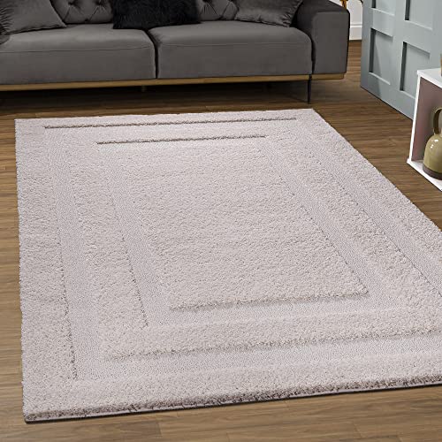 SANAT Wohnzimmer Teppich - Luxus Shaggy Nicht-schuppend Teppich, Wohnzimmer Schlafzimmer Esszimmer Eingangsbereich Teppiche, Creme 200 x 280 cm von SANAT