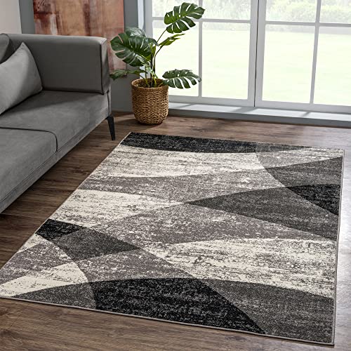 SANAT Teppich Vintage - Modern Teppiche für Wohnzimmer, Kurzflor Teppich in Grau - Mehrfarbig, Öko-Tex 100 Zertifiziert, Größe: 120 x 170 cm von SANAT