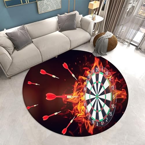 SANBEC 3D Flamme Dart Kunst runder Teppich Drehstuhl Bodenmatte Wohnzimmer Dekoration Zuhause Schlafzimmer Teppich Sofa Couchtisch Teppich von SANBEC