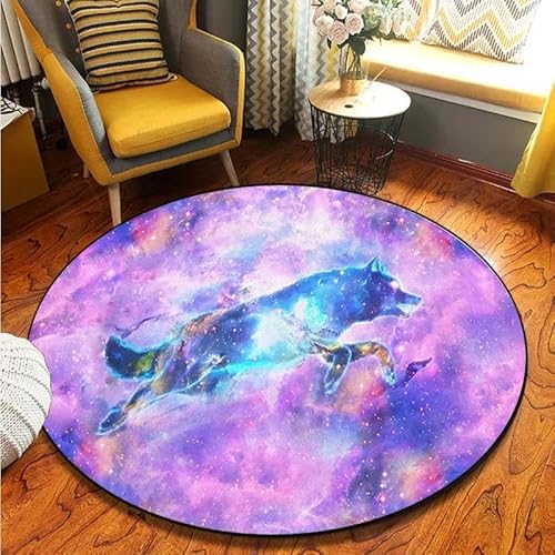 SANBEC 3D Galaxy Wolf Totem Waschbare Bodenmatte Teppich Schlafzimmer Stuhl Matte Bereich Teppich Jungen Mädchen Zimmer Dekoration Teppich von SANBEC