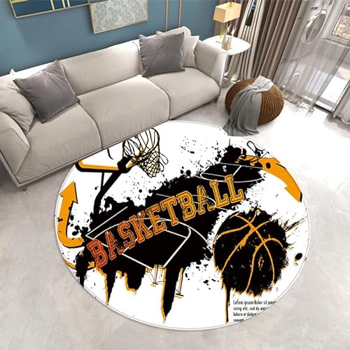 SANBEC Basketball-Graffiti-Kunst, Wohnzimmer, dekorativer Teppich, runder Teppich, Schlafzimmer, Zuhause, Stuhl, Bodenmatte, großer Bereich, Rutschfester Teppich von SANBEC