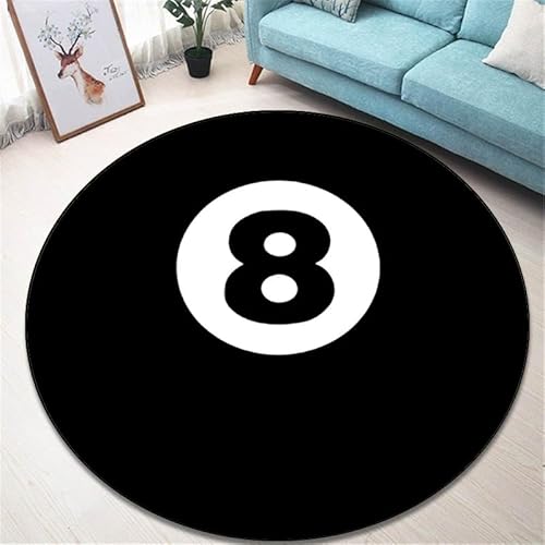 SANBEC Billard Billard Nr. 8 runder Teppich Drehstuhl Bodenmatte Wohnzimmer Dekoration Zuhause Schlafzimmer Teppich Sofa Couchtisch Teppich von SANBEC