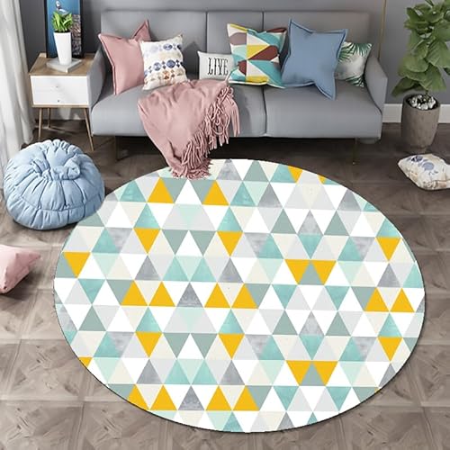 SANBEC Bunter geometrischer Druck runder Teppich Anti-Rutsch-Fußmatte Bereich Teppich Stuhlmatte Spielzimmer Schlafzimmer Kinderzimmer Spielmatte von SANBEC