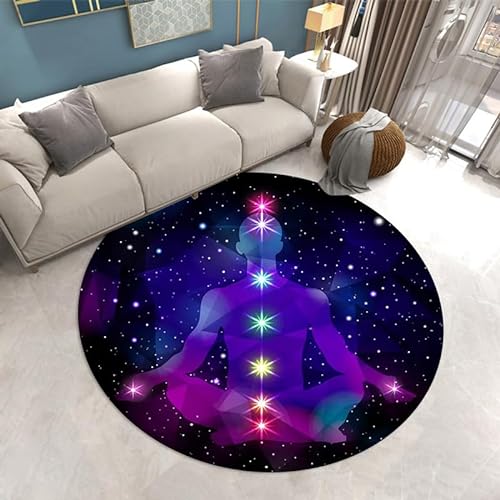 SANBEC Galaxy Sternenhimmel Meditation Yoga runder Teppich Schlafzimmer Kommode Computer Stuhl Rutschfester Freizeitteppich Home Balkon Sofa Teppich von SANBEC