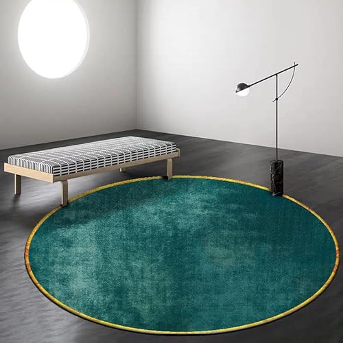 SANBEC Grüner, einfarbig bedruckter runder Teppich für Schlafzimmer, Kommode, Computerstuhl, Rutschfester Freizeitteppich, für Zuhause, Balkon, Sofa von SANBEC