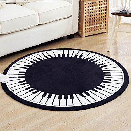 SANBEC Klavierknopf-bedruckter runder Teppich, geeignet für Jungen, Stuhlmatten, Kinderbodenteppich, Tatami-Matten, modische Wohnzimmer-Fußmatten von SANBEC