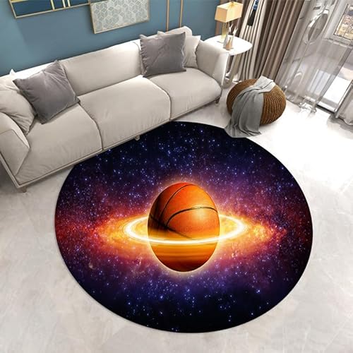 SANBEC Kreative Galaxy Basketball Planet Runde Teppich Wohnzimmer Garderobe Bereich Teppich Kinderzimmer Dekoration rutschfeste Stuhl Matte Fußmatte von SANBEC