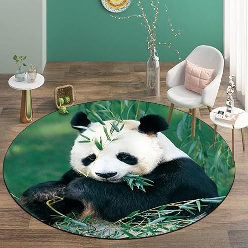 SANBEC Niedlicher Tier-Panda, runder Teppich, Kinder-Wohnzimmer-Bodenmatte, waschbare Bodenmatte, Yoga-Matte, Schlafzimmerstuhl, weiche Bodenmatte von SANBEC