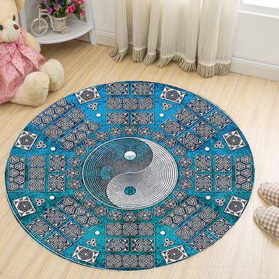 SANBEC Tai Chi Bagua Gedruckt Runde Teppich Drehstuhl Boden Matte Wohnzimmer Dekoration Hause Schlafzimmer Teppich Sofa Couchtisch Teppich von SANBEC