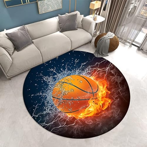 SANBEC Wasser Feuer Basketball 3D Druck Waschbar Boden Matte Teppich Schlafzimmer Stuhl Matte Bereich Teppich Jungen Mädchen Zimmer Dekoration Teppich von SANBEC