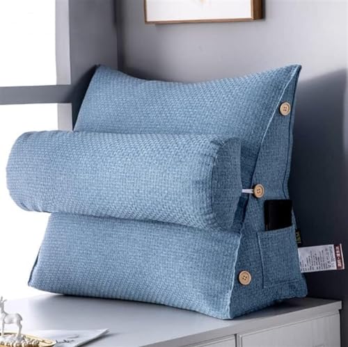 Keilkissen, Schlafsofa, Bürostuhl, Lesekissen, verstellbares Rückenkeilkissen, Nackenstütze, Lesekissen, Ruhekissen (Color : Blue, Size : 58x22x50cm) von SANCAK