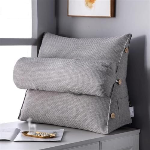 Keilkissen, Schlafsofa, Bürostuhl, Lesekissen, verstellbares Rückenkeilkissen, Nackenstütze, Lesekissen, Ruhekissen (Color : Gray, Size : 45x22x50cm) von SANCAK