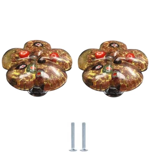 2 Stück Blumen Glasgriffe 40 X 29mm Mehrfarbig Glas Schubladenknöpfe Schwarz von SANCHAKOU