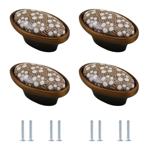 Keramik Griffe 4 Stück Kamelien Keramikgriffe Chinesischer Kleiderschrank Tür Schrank Schuhschrank Schließfach 56 X 27mm von SANCHAKOU