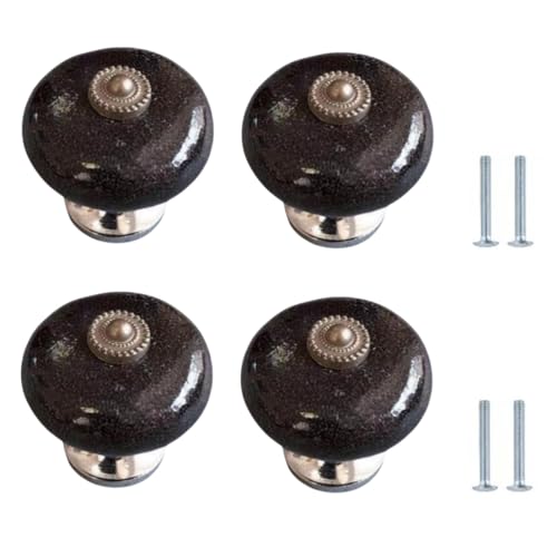 Keramik Griffe 4 Stücke 31 * 33mm Bücherregal Schrank Schublade Keramik Griff Schwarz von SANCHAKOU