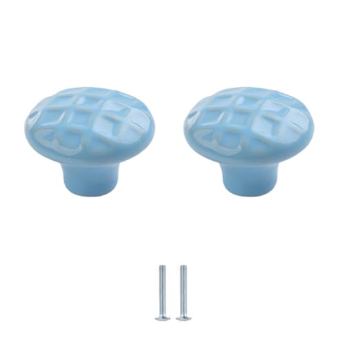 Keramik Moebelknopf 2 Stück Geprägte Keramikgriffe Für Kleiderschrank Schuhschrank Tv Schrank Schublade Schrankknöpfe 38 X 38 X 27mm Blau von SANCHAKOU