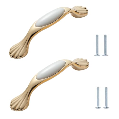 Keramik Moebelknopf 2 Stück Gold Keramik Griff Schrank Schublade Schuhschrank Kleiderschrank Bücherregal Tür Zieht 140 * 27mm von SANCHAKOU