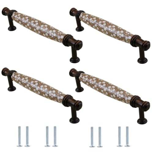 Keramik Schrankgriffe 4 Stück Kamelien Keramikgriffe Chinesischer Kleiderschrank Tür Schrank Schuhschrank Schließfach 152 X 38mm von SANCHAKOU