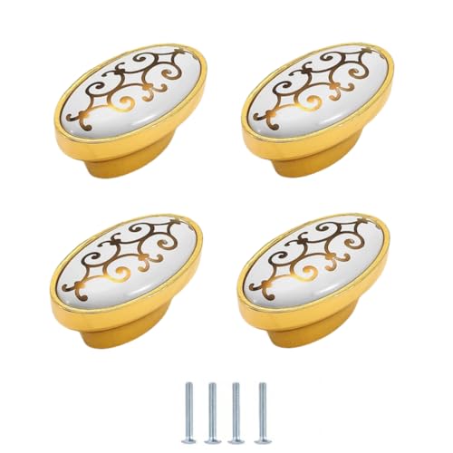 Keramik Schrankgriffe 4 Stück Keramikgriffe Gold Schrank Kleiderschrank Schubladengriffe 16mm Goldhaken von SANCHAKOU