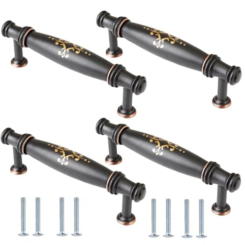 Keramikgriff 4 Stück Schwarze Keramikgriffe Mit Goldmuster Für Schranktüren Frisiertische Schubladengriffe 120 X 38mm von SANCHAKOU