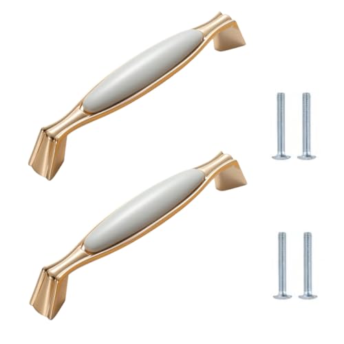 Möbelknopf 2 Stück Gold Keramik Griff Schrank Schublade Schuhschrank Kleiderschrank Bücherregal Tür Zieht 155 * 27mm von SANCHAKOU