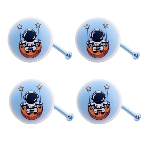 Möbelknopf 4Pcs Astronaut Keramik Kinderschrank Schublade Bücherregal Türgriff Dekoration Schaukel von SANCHAKOU