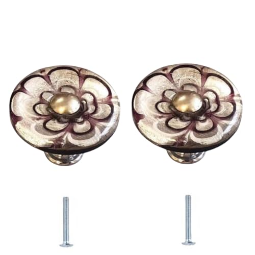 SANCHAKOU 2 Stück Blumen Glasknöpfe Für Schubladen Bücherregale Schränke Schuhe Nachttische Griffe Lila 40 X 28mm von SANCHAKOU