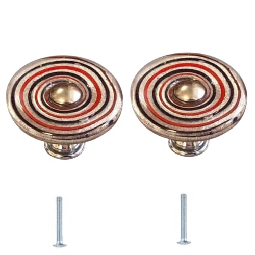 SANCHAKOU 2 Stück Blumen Glasknöpfe Für Schubladen Bücherregale Schränke Schuhe Nachttische Griffe Schwarz Und Rot 40 X 28mm von SANCHAKOU