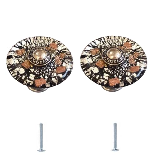 SANCHAKOU 2 Stück Blumen Glasknöpfe Für Schubladen Bücherregale Schränke Schuhe Nachttische Griffe Schwarz Und Weiß 42 X 28mm von SANCHAKOU
