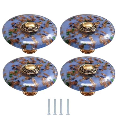 SANCHAKOU 4 Stück Mehrfarbige Glasierte Schubladengriffe Für Schränke Nachttische Badezimmerschränke 47 X 33mm Blau/Violett von SANCHAKOU