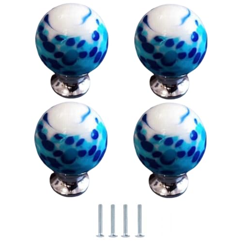 SANCHAKOU 4 Stück Mehrfarbige Glasschubladengriffe Für Schränke Bücherregale 30 X 40mm Blau Und Weiß von SANCHAKOU