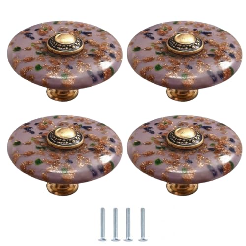 SANCHAKOU 4 Stück Mehrfarbige Glasschubladengriffe Für Schränke Nachttische Badezimmerschränke 47 X 33mm Rosa/Lila von SANCHAKOU