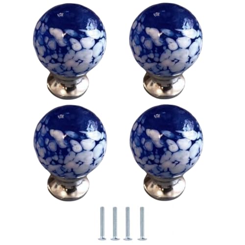 SANCHAKOU 4 Stück Mehrfarbige Glasschubladengriffe Für Schränke Und Bücherregale 30 X 40mm Königsblau von SANCHAKOU