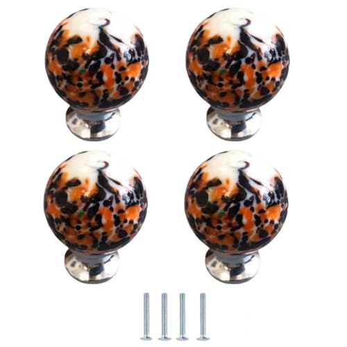 SANCHAKOU 4 Stück Mehrfarbige Glasschubladengriffe Für Schränke Und Bücherregale 30 X 40mm Orange von SANCHAKOU
