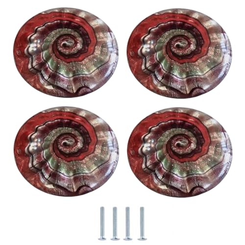 SANCHAKOU 4 Stück Mehrfarbige Schubladengriffe Aus Glas Für Nachttische Bücherregale 45 X 31mm Rot von SANCHAKOU