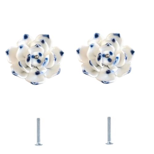 SANCHAKOU Keramik Griffe 2 Stück Keramikknöpfe Mit Blumenmotiv Für Schrank Schublade Bücherregal Keramikgriffe 45 X 40mm von SANCHAKOU